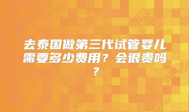 去泰国做第三代试管婴儿需要多少费用？会很贵吗？