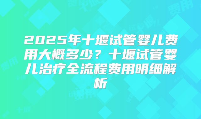 2025年十堰试管婴儿费用大概多少？十堰试管婴儿治疗全流程费用明细解析