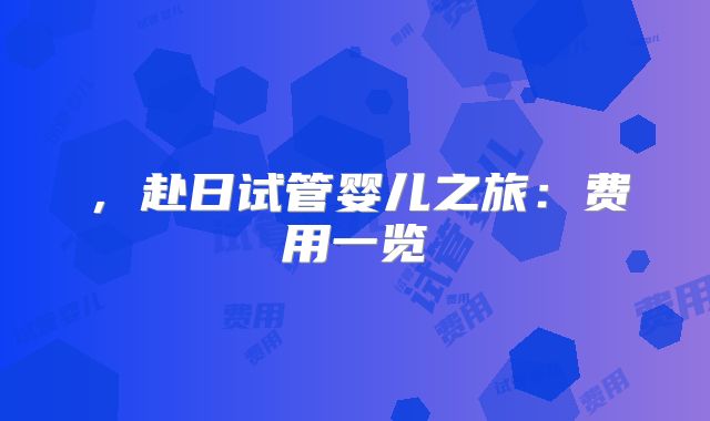 ，赴日试管婴儿之旅：费用一览