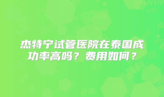 杰特宁试管医院在泰国成功率高吗?费用如何?