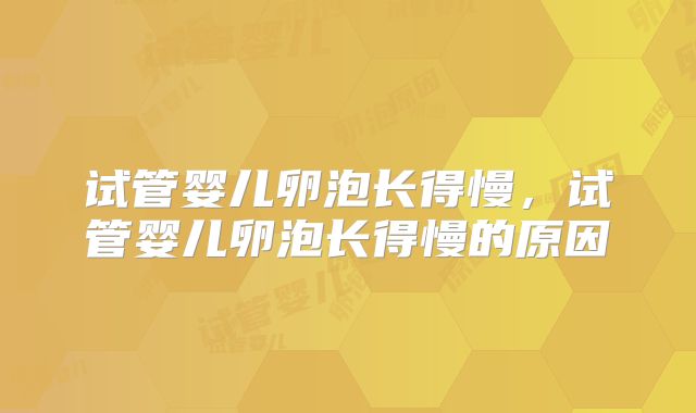 试管婴儿卵泡长得慢，试管婴儿卵泡长得慢的原因