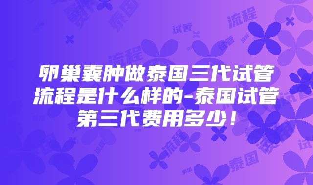 卵巢囊肿做泰国三代试管流程是什么样的-泰国试管第三代费用多少！