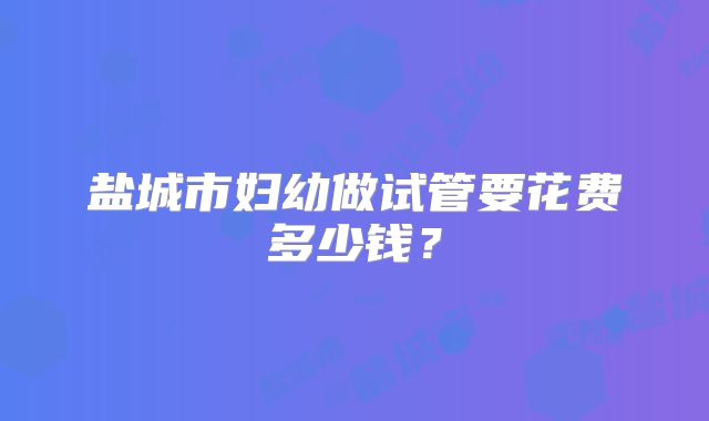 盐城市妇幼做试管要花费多少钱?