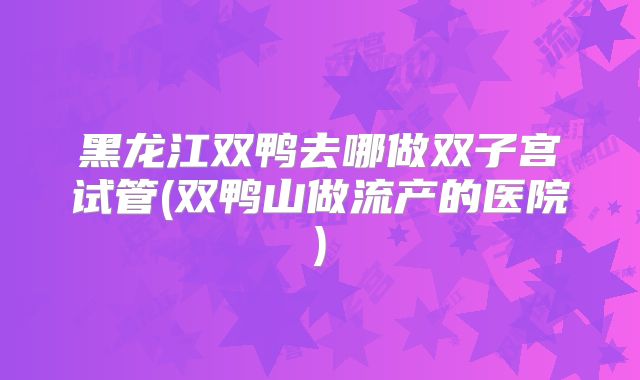 黑龙江双鸭去哪做双子宫试管(双鸭山做流产的医院)