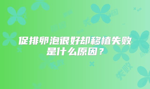 促排卵泡很好却移植失败是什么原因？