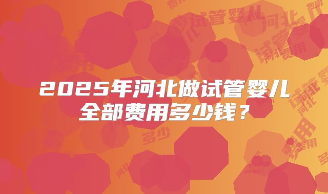 2025年河北做试管婴儿全部费用多少钱？