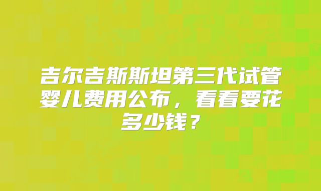 吉尔吉斯斯坦第三代试管婴儿费用公布，看看要花多少钱？