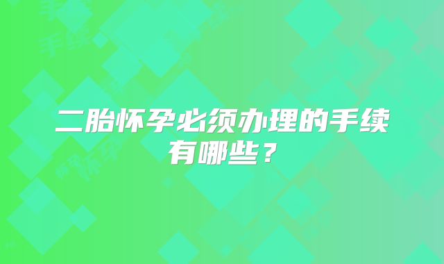 二胎怀孕必须办理的手续有哪些？