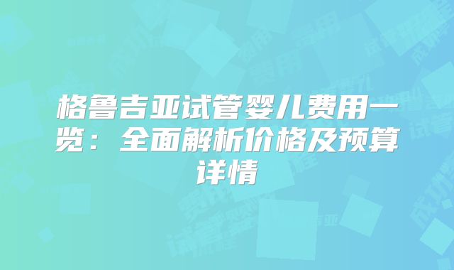 格鲁吉亚试管婴儿费用一览：全面解析价格及预算详情