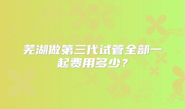 芜湖做第三代试管全部一起费用多少？