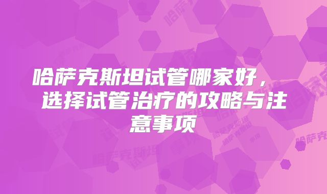 哈萨克斯坦试管哪家好， 选择试管治疗的攻略与注意事项