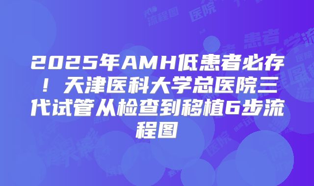 2025年AMH低患者必存!天津医科大学总医院三代试管从检查到移植6步流程图