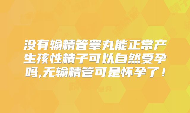 没有输精管睾丸能正常产生孩性精子可以自然受孕吗,无输精管可是怀孕了!
