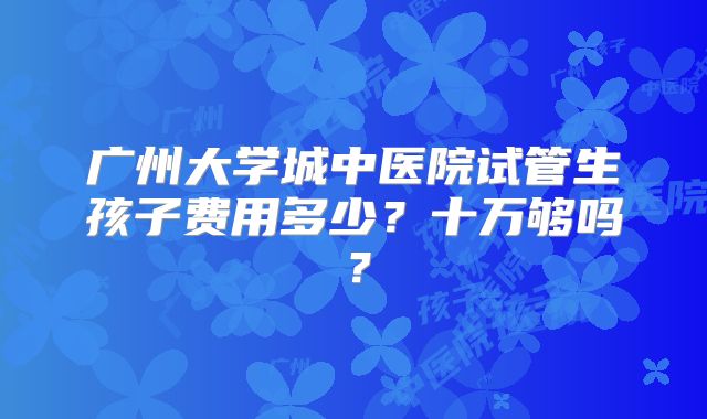 广州大学城中医院试管生孩子费用多少？十万够吗？