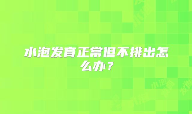 水泡发育正常但不排出怎么办?