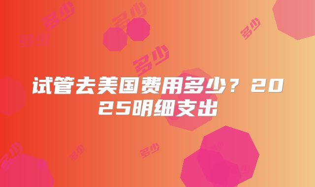 试管去美国费用多少？2025明细支出
