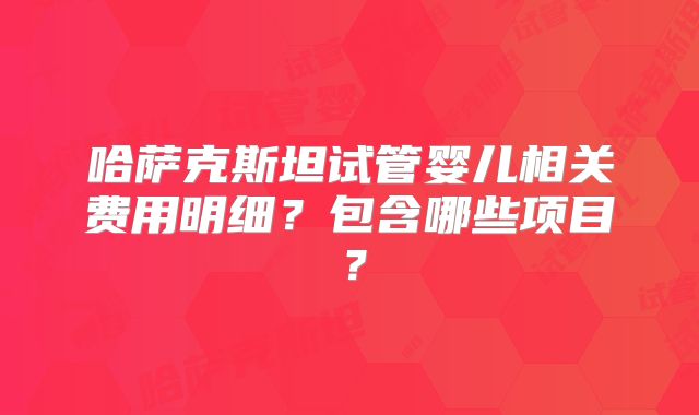 哈萨克斯坦试管婴儿相关费用明细？包含哪些项目？