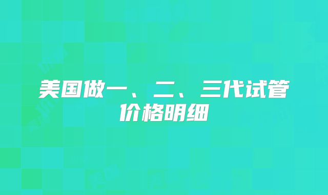 美国做一、二、三代试管价格明细