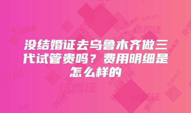 没结婚证去乌鲁木齐做三代试管贵吗？费用明细是怎么样的