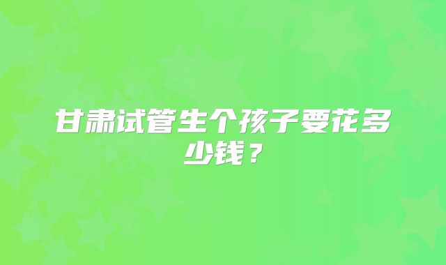 甘肃试管生个孩子要花多少钱？