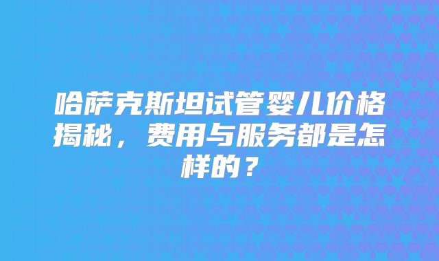 哈萨克斯坦试管婴儿价格揭秘,费用与服务都是怎样的?