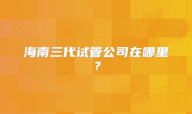 海南三代试管公司在哪里？
