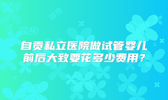 自贡私立医院做试管婴儿前后大致要花多少费用？