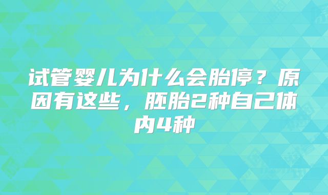试管婴儿为什么会胎停？原因有这些，胚胎2种自己体内4种