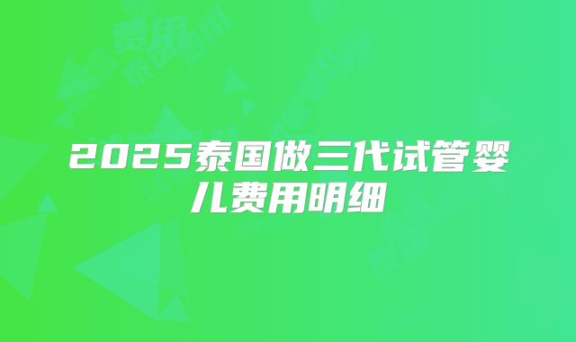 2025泰国做三代试管婴儿费用明细