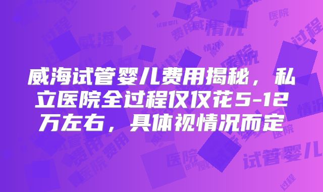 威海试管婴儿费用揭秘,私立医院全过程仅仅花5-12万左右,具体视情况而定