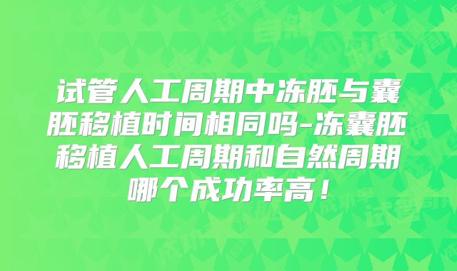 试管人工周期中冻胚与囊胚移植时间相同吗-冻囊胚移植人工周期和自然周期哪个成功率高！