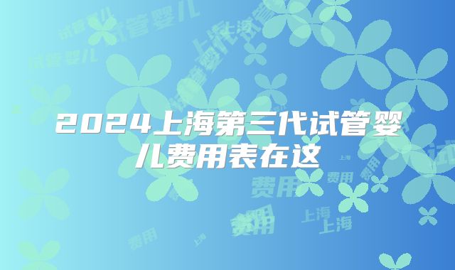 2024上海第三代试管婴儿费用表在这