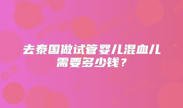 去泰国做试管婴儿混血儿需要多少钱？
