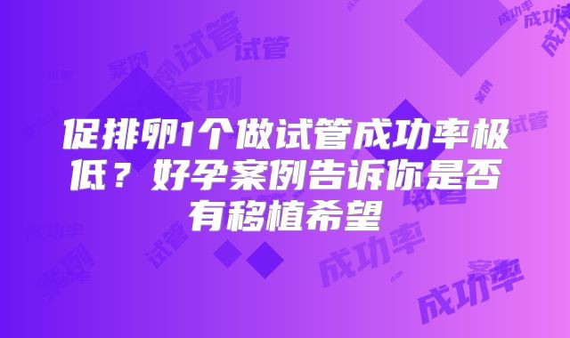 促排卵1个做试管成功率极低？好孕案例告诉你是否有移植希望