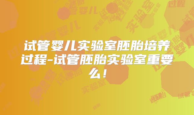 试管婴儿实验室胚胎培养过程-试管胚胎实验室重要么！