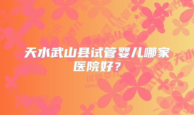 天水武山县试管婴儿哪家医院好？