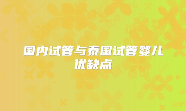 国内试管与泰国试管婴儿优缺点