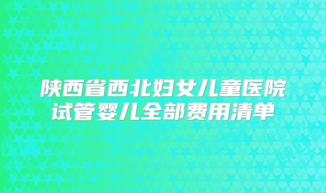 陕西省西北妇女儿童医院试管婴儿全部费用清单