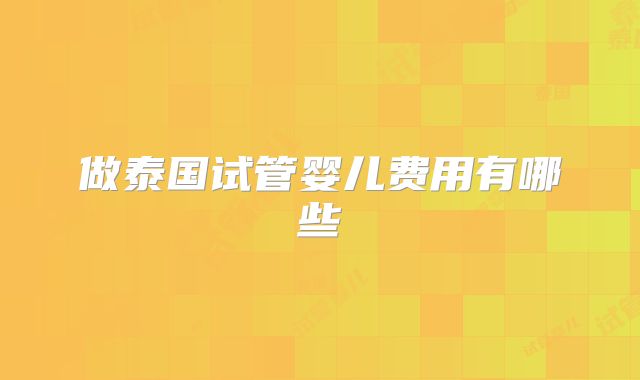 做泰国试管婴儿费用有哪些