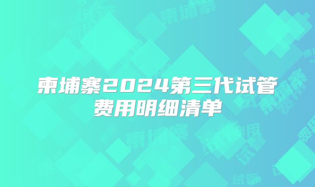 柬埔寨2024第三代试管费用明细清单