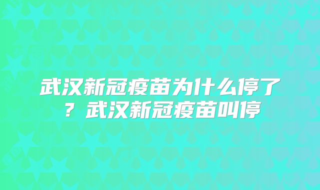 武汉新冠疫苗为什么停了?武汉新冠疫苗叫停