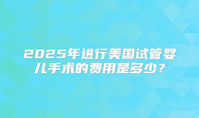 2025年进行美国试管婴儿手术的费用是多少？