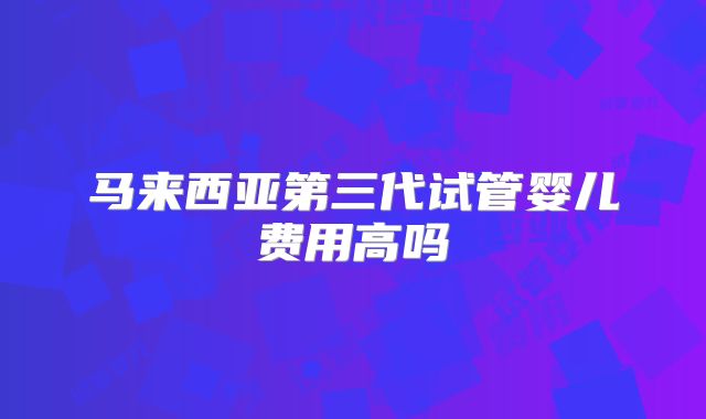 马来西亚第三代试管婴儿费用高吗