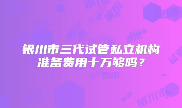 银川市三代试管私立机构准备费用十万够吗？
