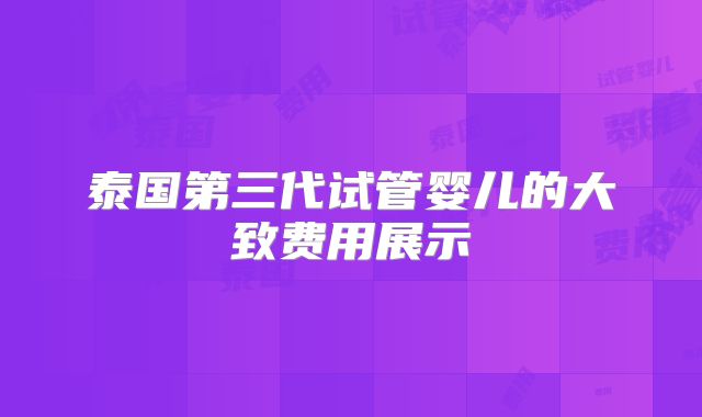 泰国第三代试管婴儿的大致费用展示