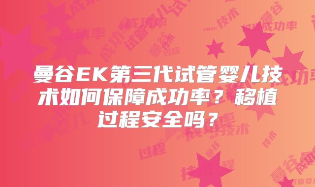 曼谷EK第三代试管婴儿技术如何保障成功率？移植过程安全吗？