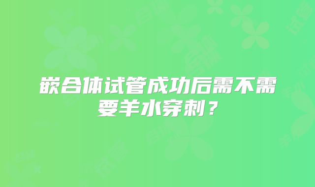 嵌合体试管成功后需不需要羊水穿刺？