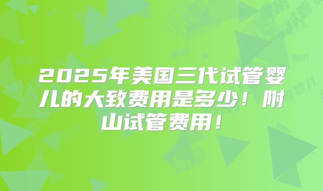 2025年美国三代试管婴儿的大致费用是多少!附山试管费用!