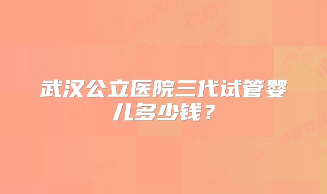 武汉公立医院三代试管婴儿多少钱？