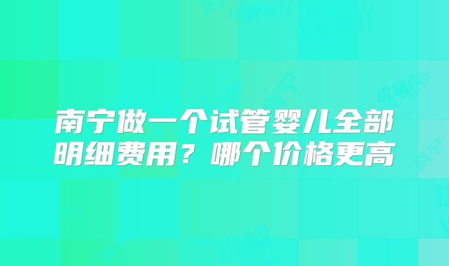 南宁做一个试管婴儿全部明细费用？哪个价格更高